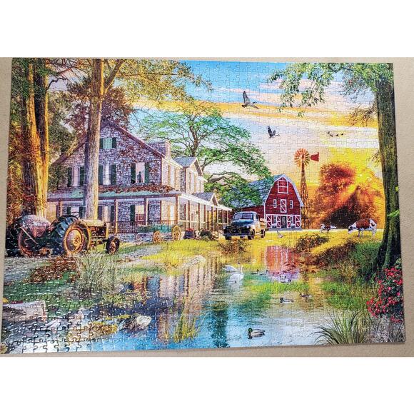 Buffalo Country Life Series‎ Sunset At The Farm 1000 Piece Puzzle Pre-Owned - Picture 6 of 7